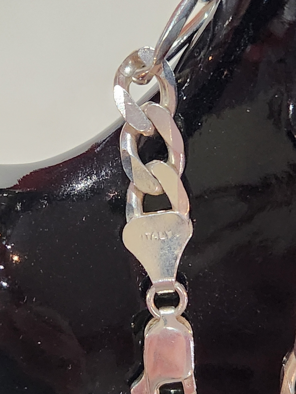 Sterling Silver Figaro Chain Bracelet - Picture 7 of 10